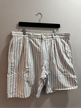 Polo Ralph Lauren Light Blue and White Vertical Stripe Cotton Shorts